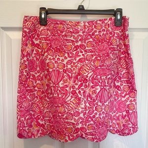 Lilly Pulitzer Pink Lynnie Scalloped Mini Hottie Pink Shell Skirt Size 6
